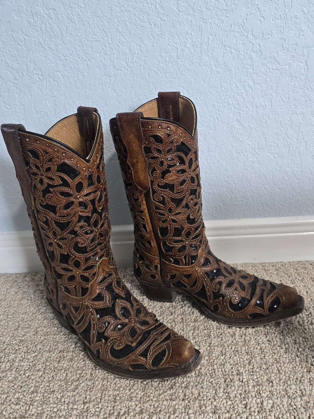 Corral Glitter Inlay Boot Teen 3 Women 5 - Picture 3 of 8
